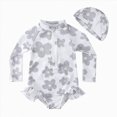 thumbnail image 1 of Ymyiu Toddler Girl Swimsuit Girls Long-Sleeved One-Piece Swimsuit Summer Swimwear with Zipper Swimming Suits UPF 50+ Sun Protection 6-12 Months (Purple,6-12 Months), 1 of 6