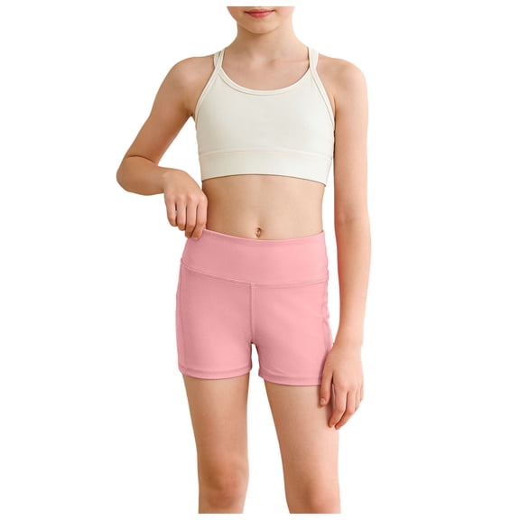 Ymyiu Toddler Girls Shorts Girls' Basic Soft Dance Short for Gymnastics or Under Skirts Size 7-8 Years (Light Pink,7-8 Years)