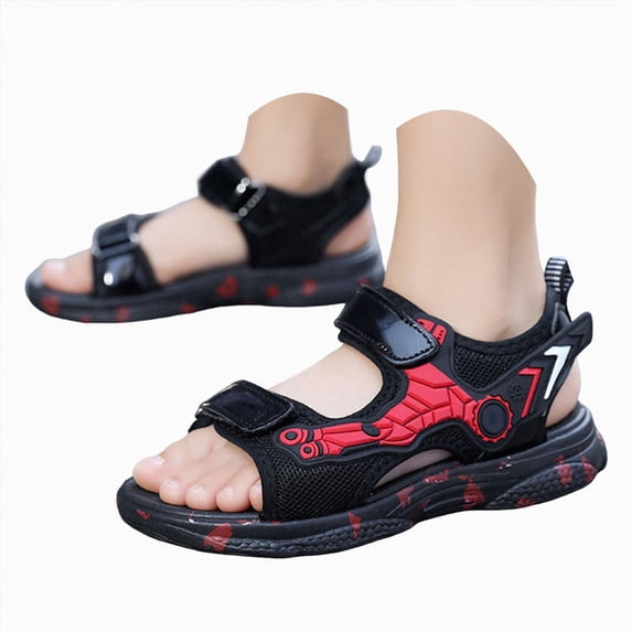 Ymyiu Toddler Sandals Boys Closed Toe Toddlers Boys Little Kids Soft EVA Sandals with Anti-Slip Sole Beach Pool Shoes Size 11(Red, Little Kids 11)