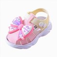 thumbnail image 1 of Ymyiu Toddler Sandals Girl Girl's Bow Slip On Sandals Square Open Toe Flat Sandals for Outdoors Size 6 (Pink,Toddler 6), 1 of 9