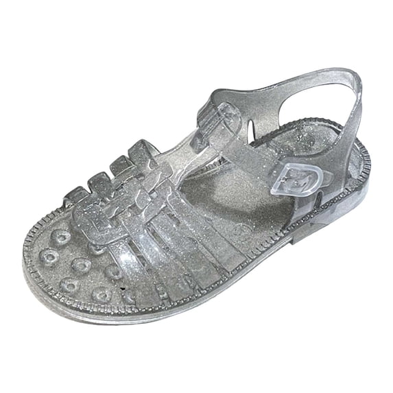 Ymyiu Toddler Sandals Girl's Princess Jelly Sandals Cosplay Party Dress Up Mary Jane Shoes Size 13 (Grey,Little Kids 13)