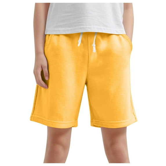 Ymyiu Toddler Shorts Boys' Adjustable Waist Stretch Flat Front Shorts Standard for School Uniform 3T 4T (Yellow,3-4 Years)
