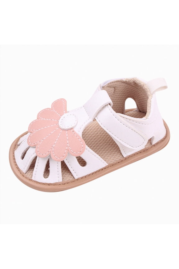 Toddler Stride Rite Sandals Kids Toddler Sandals for Boys Girls Summer Cork Footbed Slides Non-slip Comfort Suede Leather with Adjustable Straps for Indoor Outdoor Size 4(White, Infant 4)