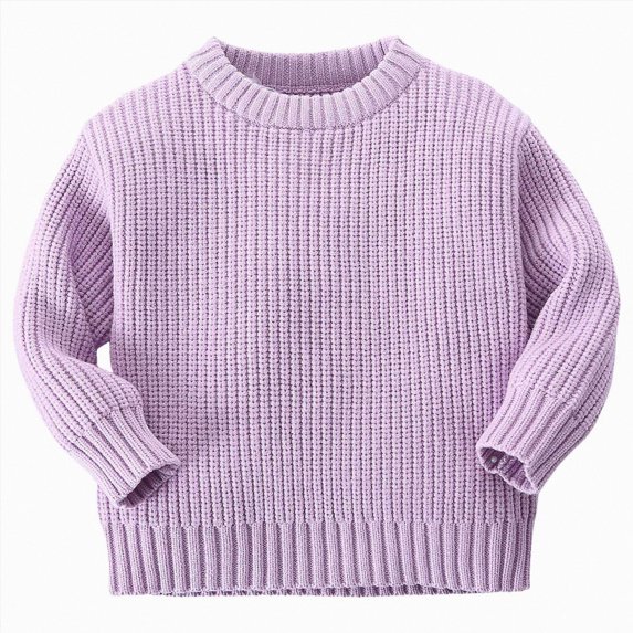 Ymyiu Toddler Sweater Baby Girl Sweater Knit Crewneck Sweatshirt Toddler Fall Winter Pullover 2T 3T(Purple, 2-3 Years)