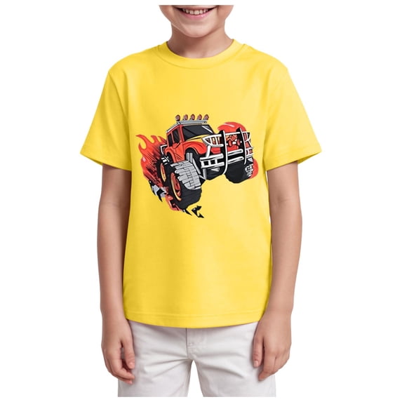 Ymyiu Toddler T Shirt Boys Shirt Tshirt for Kids Tees Toddler Holiday Family Vacation Top 5T 6T,(Yellow 5-6 Years)