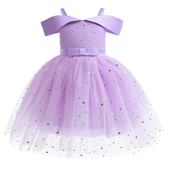 Ymyiu Tulle Dress Toddler Flower Girls Tulle Dress Bridesmaid Sparkle Wedding Pageant Dresses Princess Birthday Party Size 9-10 Years (Purple,9-10 Years)