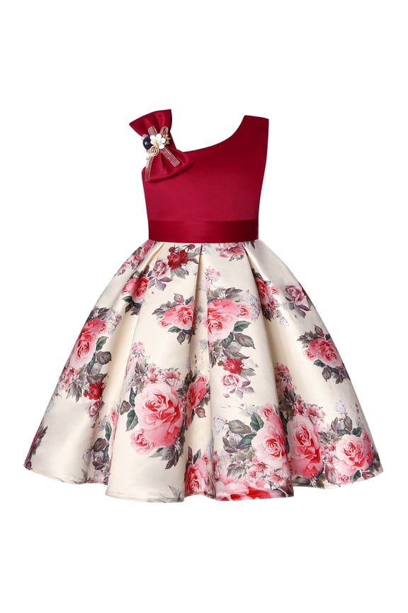 Tutu Dress for Girls Flower Girls Dress Wedding Satin Dresses Princess Birthday Party Prom Ball Gown Size 9-10 Years (Red,9-10 Years)