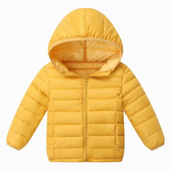 Ymyiu Winter Coats for Toddler Girls Baby Boys Thicken Winter Coat Toddler Girls Fleece Warm Hooded Jacket Clothes Size 10-11 Years(Yellow, 10-11 Years)