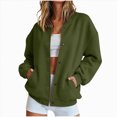 thumbnail image 1 of Ymyiu Womens Sweatshirt Womens Snap Sweatshirts Jackets Long Sleeve Casual Loose Outwear with Pockets(Green, S), 1 of 9
