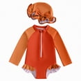 thumbnail image 1 of Ymyiu Toddler Swim Suit Infant Baby Girl Swimsuit One-Piece Long Sleeve Rash Guard with Hat Set Zipper Bathing Suit Beach Wear 12-18 Months (Red,12-18 Months), 1 of 6