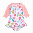 thumbnail image 1 of Ymyiu Swimsuit Toddler Girl Infant Baby Swimsuit Girl Long Sleeve UPF 50+ Sun Protection One-Piece Rash Guard with Hat Zipper Bathing Suit 2T 3T (Pink,2-3 Years), 1 of 6