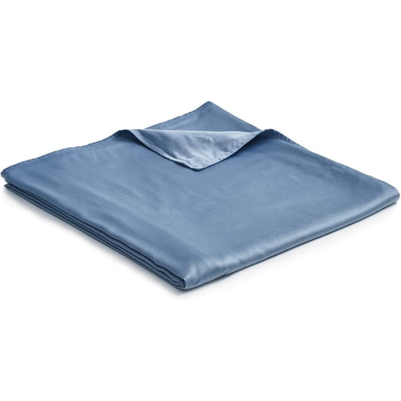 YnM Bamboo Duvet Cover for Weighted Blankets (80''x87'') - Blue Grey Print