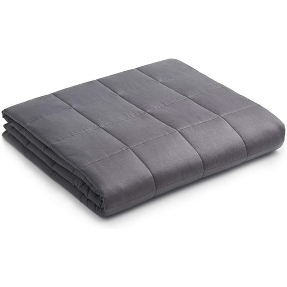 YnM Original Cotton 48 x 72 In 15 Pound Weighted Blanket for Twin and Full Beds, Dark Grey