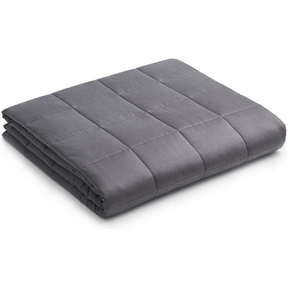 YnM Original Cotton 48 x 72 In 15 Pound Weighted Blanket for Twin and Full Beds, Dark Grey