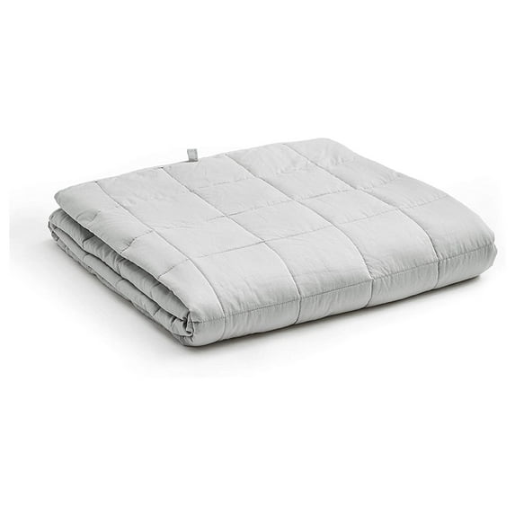 YnM Original Cotton 48x72 In 15 Lb Glass Bead Weighted Blanket, Light Gray