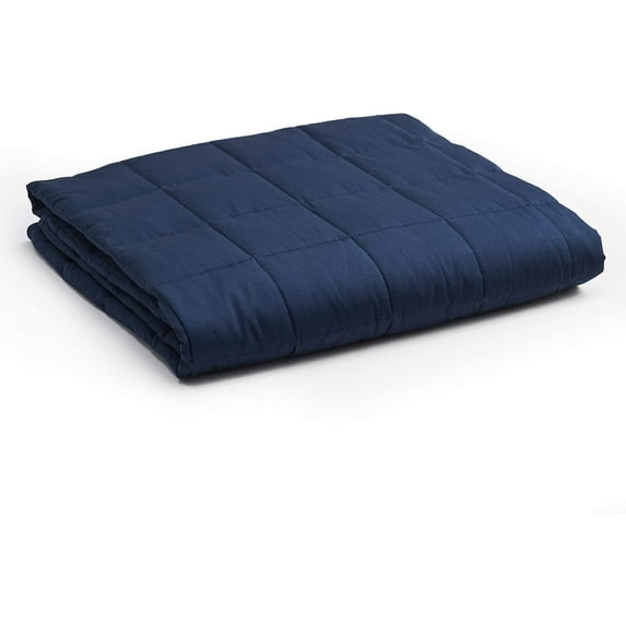 YnM Original Cotton 60 x 80 In 17 Pound Weighted Blanket for Queen and King Beds, Navy Blue