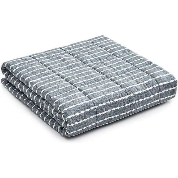 YnM Original Cotton 60 x 80 In 20 Lb 2 Person Weighted Blanket for Queen & King Beds, Blue White
