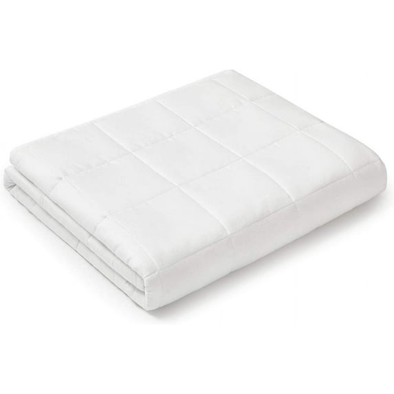 YnM Original Cotton 60 x 80 Inch 22 Pound Weighted Blanket for Queen & King Beds, White