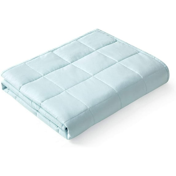 YnM Original Cotton 60 x 80 Inch 25 Pound Weighted Blanket for Queen & King Beds, Light Blue