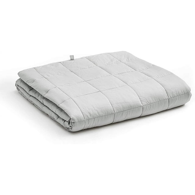 YnM Original Cotton 60 x 80 Inch 25 Pound Weighted Blanket for Queen & King Beds,Light Gray