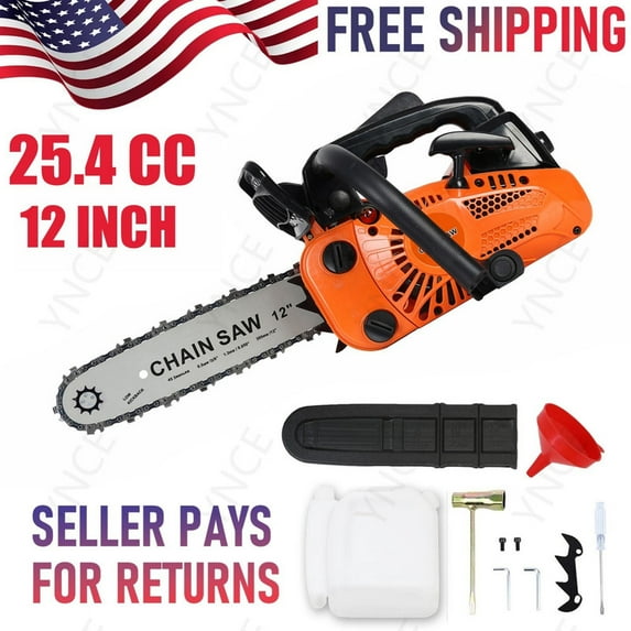 Ynce 12 Inch Gas Chainsaw, 25.4CC Single Cylinder Air-cooled 2 Stroke Engine Gasoline Chainsaw, 900W Portable Hand Pull Start Chain Saw for Cutting Wood Tree Trimming, 9800rpm