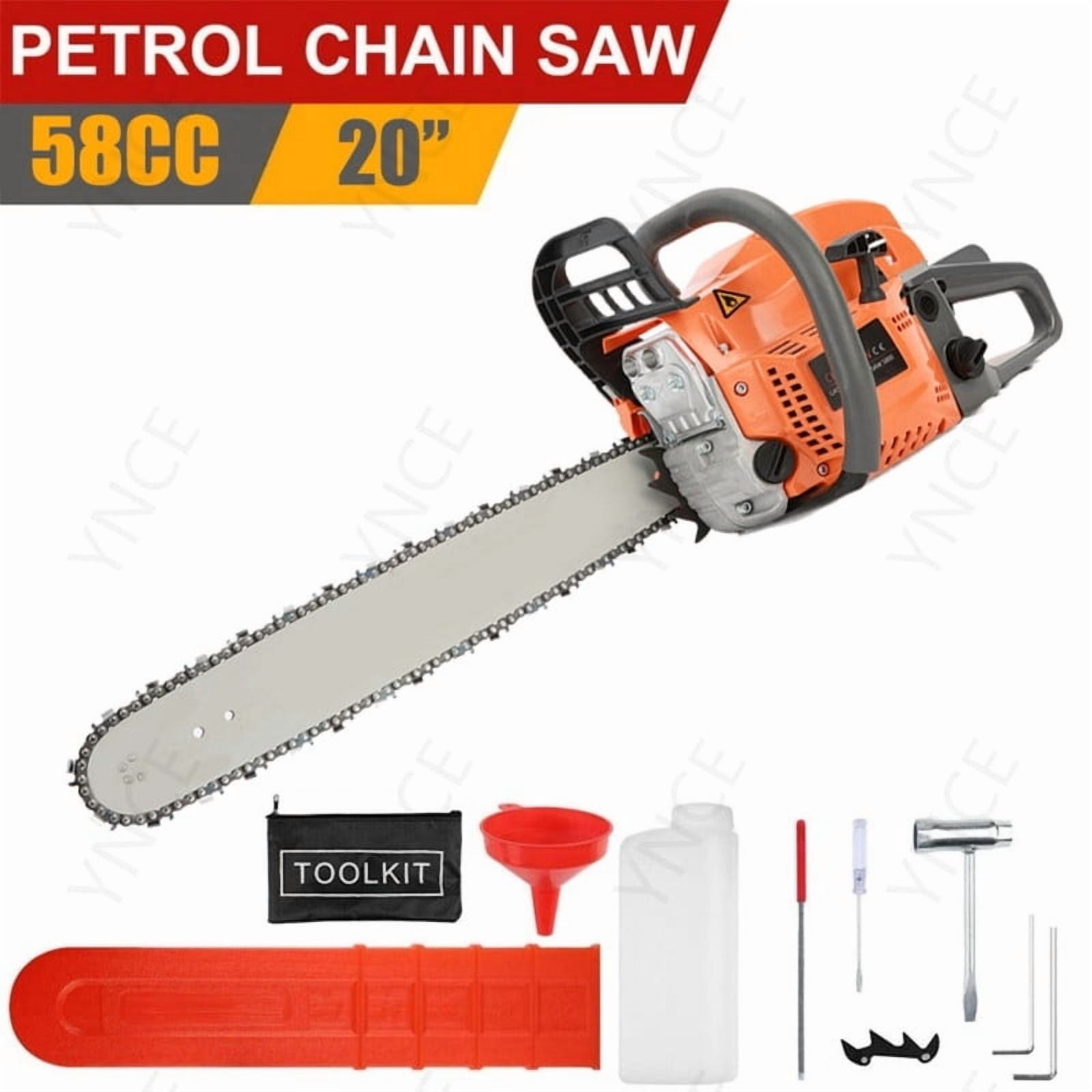 Ynce 20Inch Gas Chainsaw, 2-Stroke 58CC Gasoline Powered Chainsaw Cutting Wood Gas Sawing Chain Saw, 2.7HP Cordless Manual Starting for Forest Wood Garden and Farm Cutting Use