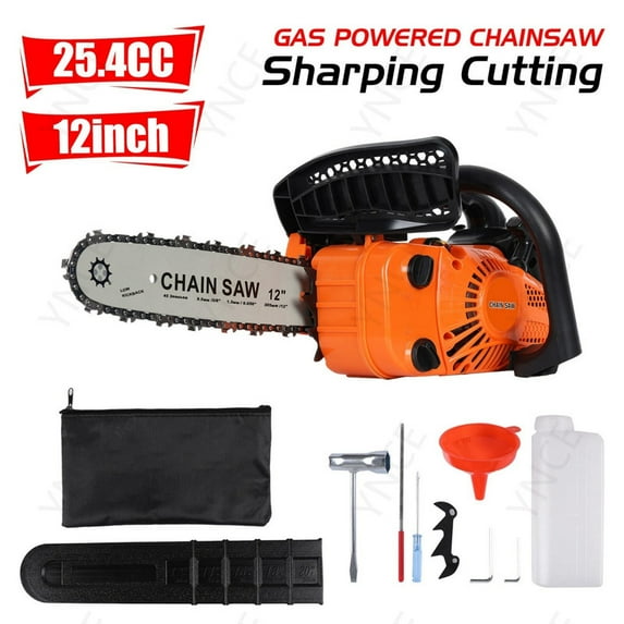 Ynce 25.4CC Gas Chainsaw, 12 Inch Power Chain Saw, 2-Cycle Handed Petrol Chainsaws Gasoline Chainsaws Garden Tool for Cutting Trees, Wood, Outdoor Home Garden and Farm Use