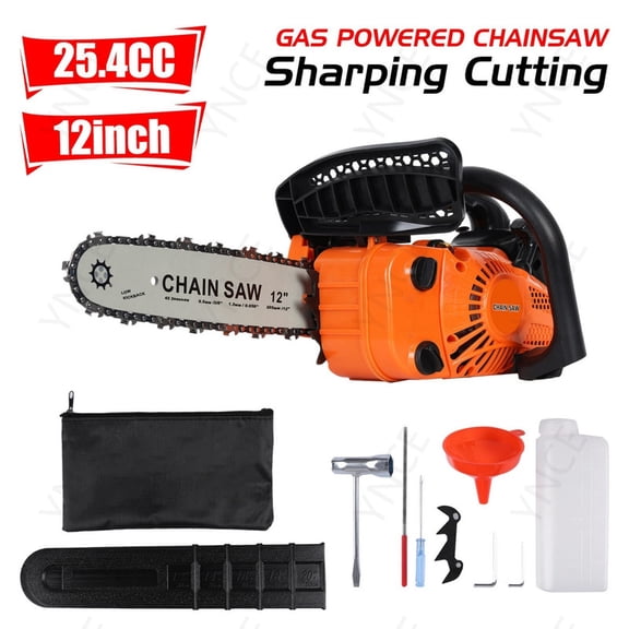Ynce 25.4CC Gas Chainsaw, 12 Inch Power Chain Saw, 2-Cycle Handed Petrol Chainsaws Gasoline Chainsaws Garden Tool for Cutting Trees, Wood, Outdoor Home Garden and Farm Use