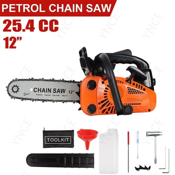 Ynce 25.4CC Gas Powered Chainsaw 12 Inch, 2-Cycle Engine with 1 Chain & Bar, Gas Chain Saw for Tree Felling, Logging, and Firewood Cutting