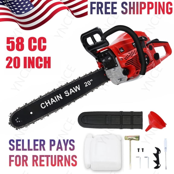 Ynce 58CC Gas Chainsaw, 20 Inch Chain Saw with 2 Stroke Engine, Gas Power Chainsaw with Non-Slip Handle, 550ml Fuel Tanks for For Forest, Garden, Farm Tree and Wood Cutting Use