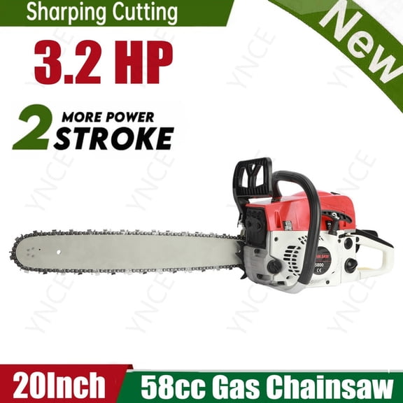 Ynce 58CC Gas Chainsaw with 20-Inch Bar and Chain – Powerful 3.2HP Engine, Chain Saw for Tree Trimming, Firewood Cutting & Yard Maintenance