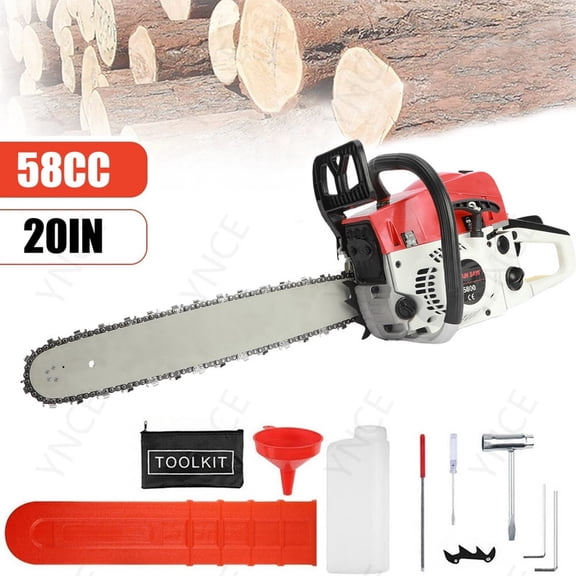 Ynce 58cc Gas Chainsaw 2-Cycle Engine Gas Powered Chainsaws 20 Inch Petrol Handheld Cordless Gasoline Chain Saw for Cutting Wood Tree Trimming Farm Garden