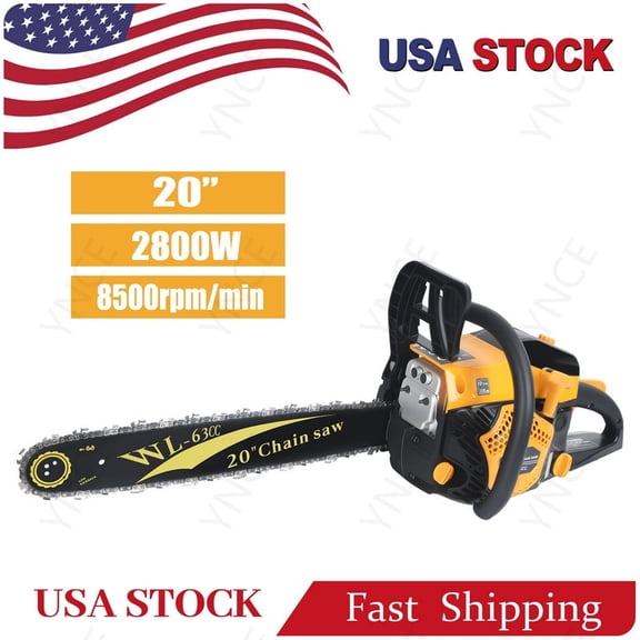 Ynce 63CC Gas Chainsaw, 20 Inch Chain Saw with 2 Stroke Engine, Gas Power Chainsaw with Non-Slip Handle, 550ml Fuel Tanks for For Forest, Garden, Farm Tree and Wood Cutting Use