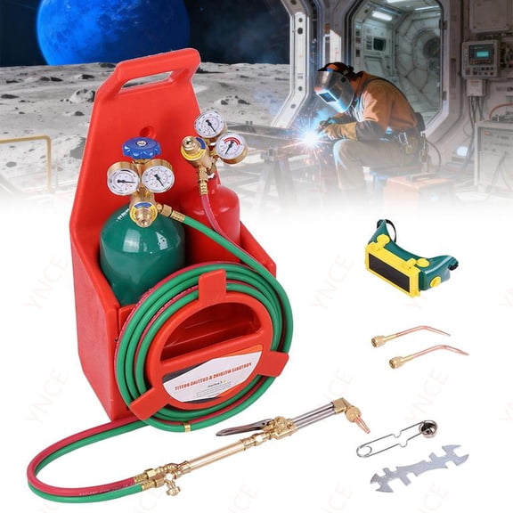 Ynce Oxy Acetylene Torch Kit with Gas Tank, Cutting Torch Kit, 4L Oxygen & 2L Acetylene Tanks, Precision Gauges, for Iron/Steel Welding, Brazing, Cutting, Bending