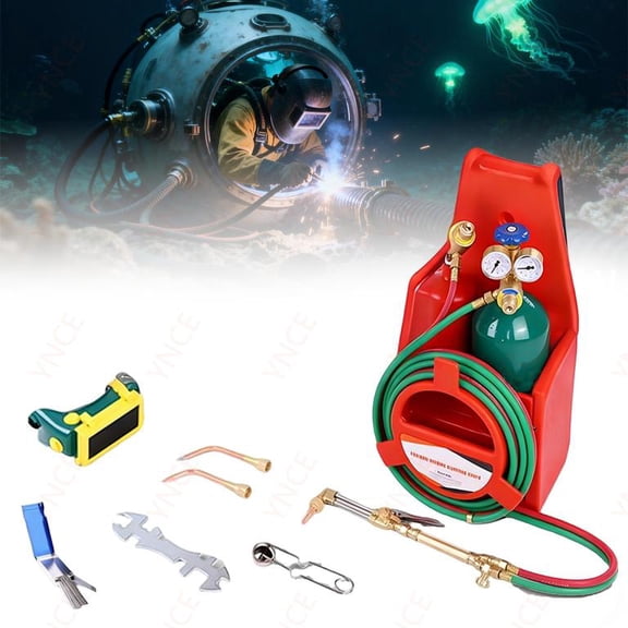 Ynce Oxy Acetylene Torch Kit,Portable Oxyacetylene Torch Kit Professional Welding Brazing Cutting Kit with Gas Tank and Pressure Gauge for Soldering Brazing Sparker Protection Glass Without DOT Gas