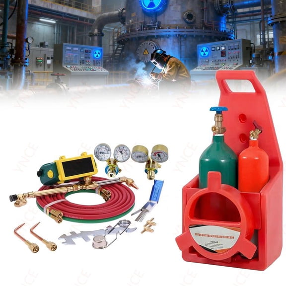 Ynce Portable Oxyacetylene Welding and Cutting Torch Kit,Long Pipe Brass Nozzle Welding Torch Kit with Gauge Oxygen Acetylene, Brass Nozzle Welding Cutting Torch Kit,Gas Cylinder Welding Cutting