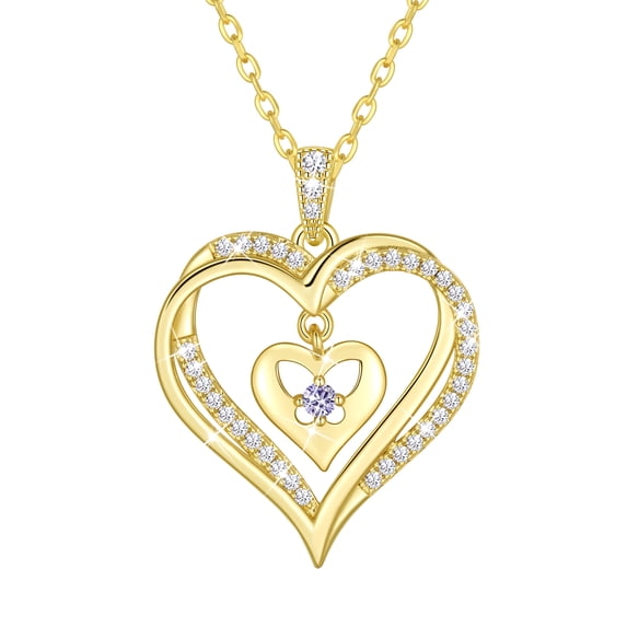 Yndra 18K Gold Plated Heart Necklace for Women,S925 Sterling Silver June Alexandrite Birthstone Butterfly Pendant Necklace,Jewelry Gift for Her Wife Mom Girlfriend,Birthday Mother’s Day Gift