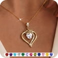 thumbnail image 1 of Yndra 18k Gold Plated Heart Necklace for Women,S925 Sterling Silver April Simulated Diamond Birthstone Crown Pendant Necklace,Jewelry Gift for Her Wife Mom Girlfriend,Birthday Mother’s Day Gift, 1 of 11