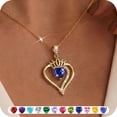 thumbnail image 1 of Yndra 18k Gold Plated Heart Necklace for Women,S925 Sterling Silver September Sapphire Birthstone Crown Pendant Necklace,Jewelry Gift for Her Wife Mom Girlfriend,Birthday Mother’s Day Gift, 1 of 11