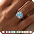 thumbnail image 1 of Yndra Birthstone Ring for Women,Silver Plated Halo CZ Adjustable Ring,Vintage Promise Band Ring,Valentine’s Day Birthday Christmas Mother’s Day Jewelry Gift for Wife Mom Girlfriend, 1 of 9