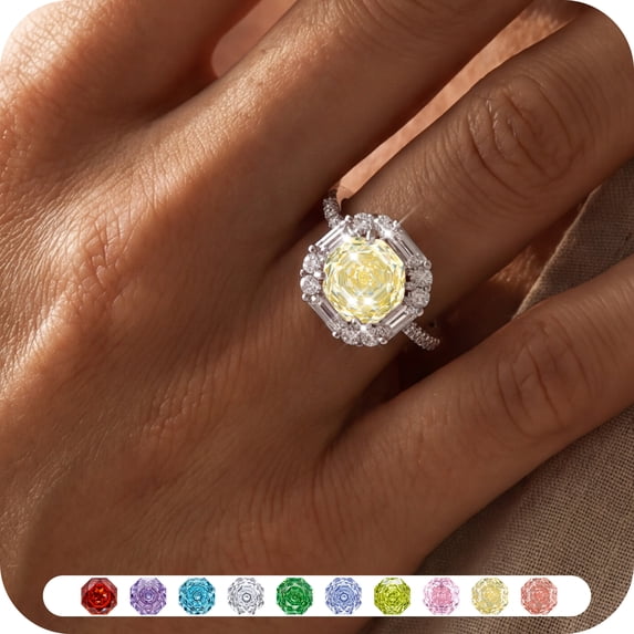 Yndra Birthstone Ring for Women,Silver Plated Halo CZ Adjustable Ring,Vintage Promise Band Ring,Valentine’s Day Birthday Christmas Mother’s Day Jewelry Gift for Wife Mom Girlfriend