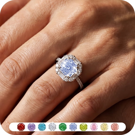 Yndra Birthstone Ring for Women,Silver Plated Halo CZ Adjustable Ring,Vintage Promise Band Ring,Valentine’s Day Birthday Christmas Mother’s Day Jewelry Gift for Wife Mom Girlfriend