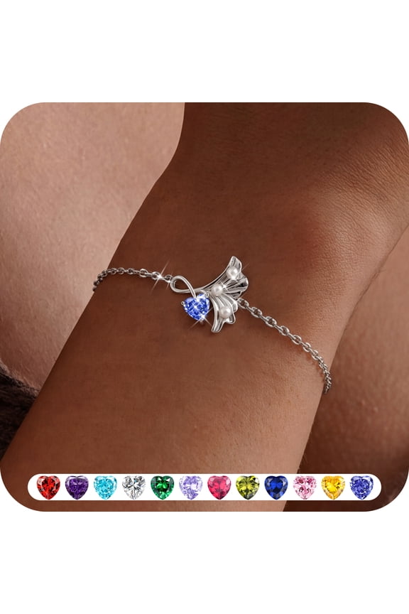 Bracelets for Women, S925 Sterling Silver December Tanzanite Birthstone Charm Bracelet, Leaf Pearl Birthday Mother’s Day Jewelry Gift for Her Wife Mom Girlfriend