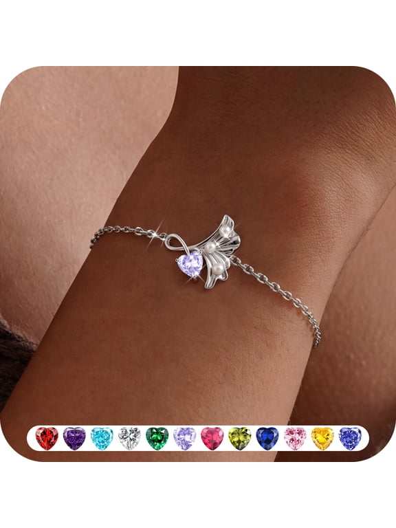 Bracelets for Women, S925 Sterling Silver June Alexandrite Birthstone Charm Bracelet, Leaf Pearl Birthday Mother’s Day Jewelry Gift for Her Wife Mom Girlfriend