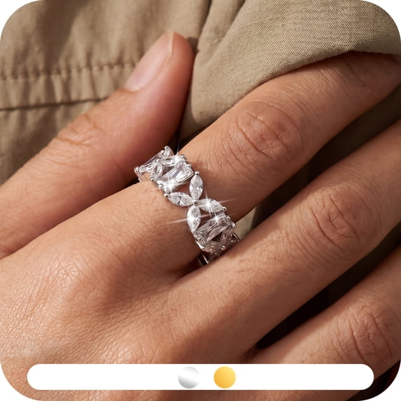 Yndra Butterfly CZ Eternity Band Ring for Women,5A Cubic Zirconia Full Band Ring,925 Sterling Silver Plated Wedding Stackable Ring,Jewelry Gift for Her Sise 6