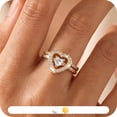 thumbnail image 1 of Yndra Heart Moissanite Ring Set for Women, 2PCS Stackable Wedding Ring Set,18K Gold Plated Promise Rings,Dainty Engagement Jewelry Gift for Her Size 7, 1 of 9