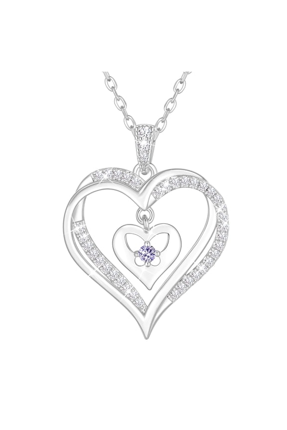 Heart Necklace for Women,S925 Sterling Silver June Alexandrite Birthstone Pendant Butterfly Necklace,Jewelry Gift for Her Wife Mom Girlfriend, Birthday Valentine’s Day Mother’s Day Gift