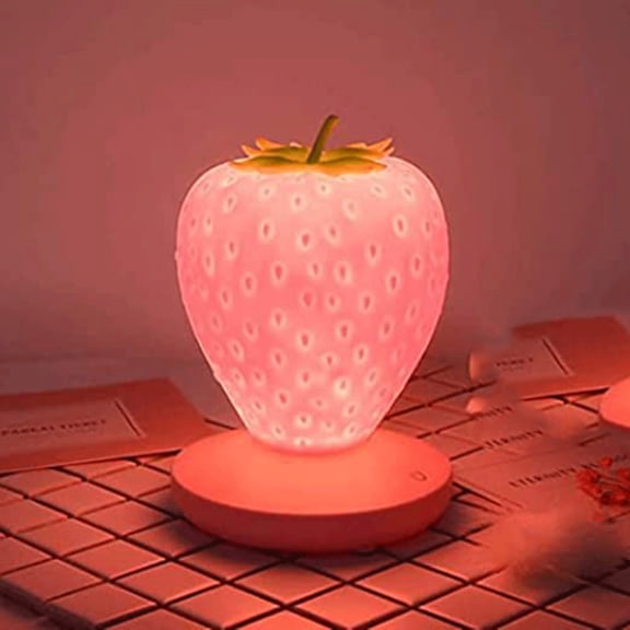 Ynlkorvg Night Light Clearance, Strawberry Lamp Nursery Led Cute Kids Night Light ,Children's Bedside Light Home Decor Pink