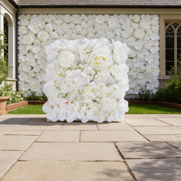 Ynsdnzl Artificial Flower Wall Panel, Silk Flower Backdrop For Weddings Parties And Home Decor, 33X33Cm Hydrangea And Rose Design, Reusable Event Decor For Bridal Showers