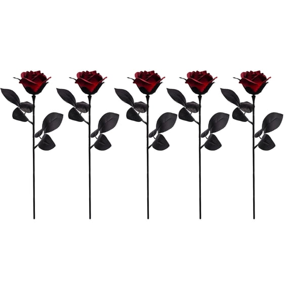 Ynsdnzl Black White Gradient Artificial Silk Roses Gothic Fake Flowers Spooky Halloween Decorations For House Party Table Centerpiece Plastic Faux Rose Bouquet Indoor Outdoor
